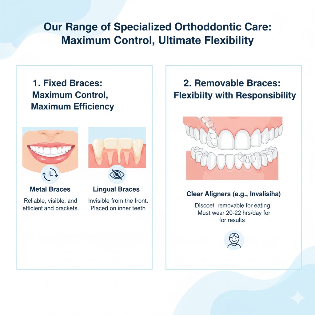 Infographic showing the types of orthodontic treatment in Turkey With Dentique